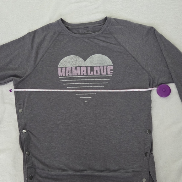 MAMA LOVE Maternity Sweatshirt – Size M, Gray Pullover with Side Snaps - Picture 5 of 5